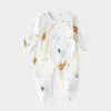 Macacão Bebê Classe a de Algodão Puro com Amarração, Macacão para Recém-Nascido com Coberturas para Mãos e Pés, Costura Fluorescente Roupa Íntima para Recém-Nascido