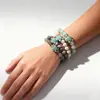 Pulseira de Contas Redondas de Pedra Natural 8mm Tartaruga Olho de Tigre Turquesa Pedra Vulcânica Pulseira Elástica Personalizada da Moda