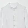 Moda Feminina Nova Primavera 2026 AliExpress Transfronteiriço Cor Sólida Novo Estilo Chinês Camisa com Botões Gola Alta Ajuste na Cintura