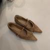 Sapatilhas Retrô de Tira Única Outono e Inverno 2026 Novo Estilo Bico Fino Elegante Francês Bico Fino Mary Jane Sapatos Femininos