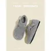 Sapatos casuais de lã tudo incluído para outono e inverno, sapatos casuais cinza quente de sola grossa, botas de neve femininas, sapatos de algodão, 2026