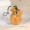Colgante de conejo del zodiaco de talla de madera maciza de sándalo verde, llavero DIY, conejo lindo, cadena para teléfono móvil, bolso, accesorios para coche