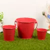 Venta al por mayor de fábrica Cubo de metal de hojalata de colores en maceta Mini cubo pequeño de hierro Adorno de artesanía creativa Cubo de hierro rojo de mano para niños