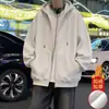 Moletom cardigã liso para homens, estilo primavera/outono, marca americana da moda, forrado com fleece para aquecimento, jaqueta com capuz, peça para casal, agasalho de outono