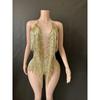 Baile Europeo y Americano Sexy Brillante Pedrería Elástico Lentejuelas Borla Mono Ropa de Performance de Escenario Performance Comercial Regalo Transfronterizo
