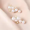 Pendientes Perla Nebulosa Brillante Aguja de Plata de Ley 925 Pendientes Elegantes de Alta Calidad Lujo Ligero Nicho Celebridad Pendientes de Verano
