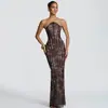 Ropa Europea y Americana para Mujer, Vestido de Noche Retro, Nuevo Vestido Sexy de Tirantes con Encaje de Escote Bajo, Estilo Lujo Ligero, Vestido Largo Ajustado