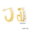 Nuevos Pendientes de Acero Inoxidable con Forma de Corazón y Perla Blanca para Otoño e Invierno, Lujo Accesible, Pendientes de Hebilla de Oreja de Moda y de Alta Gama Chapados en Oro de 18 Quilates