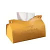 Lightning Warehouse Caja de pañuelos de cuero escandinavo Caja de papel Sala de estar Hogar Cubierta de pañuelos creativa Bolsa de papel Coche Mesa de café Caja de papel