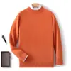 Otoño e invierno para hombre, plano, color sólido, cuello medio alto, jersey de punto, manga larga, holgado, casual, cálido, engrosado, lana completa, base de punto