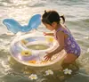 Flotador Inflable para Niños con Alas de Ensueño de PVC Espeso, Flotador Inflable con Flor de Lentejuelas Estilo Ins, Anillo de Juego para Parque Acuático