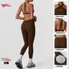 Conjunto de Ropa de Yoga Estilo Europeo y Americano, Alta Elasticidad, Correas Finas con Sensación de Segunda Piel, Hermoso Diseño de Espalda, Levanta Glúteos, Conjunto Deportivo de Dos Piezas de Cintura Alta para Mujer, Retorno Rápido