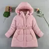 Abrigo de algodón grueso de longitud media para niñas para invierno, chaqueta de algodón gruesa y elegante con forro polar de comercio exterior para niñas, chaqueta para niñas