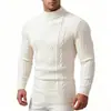 Suéter de punto trenzado geométrico de cuello alto medio para hombre de otoño e invierno transfronterizo, top de punto jacquard moderno, capa base casual para hombre