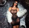 Nuevo Mono Transparente con Pedrería Estilo Europeo y Americano para Mujer, Atrevido sin Tirantes Hueco Adornado con Pedrería Ajustado para Fiesta en Club Nocturno