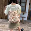 Mochila con Cordón de Dibujos Animados de Conejito Retro Original Bolsa de Lona de Gran Capacidad para Mujer Nueva 2025 Mochila de Viaje para Estudiante