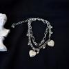 Pulseira Corrente Dupla Camada Bola de Amor Conta Redonda Hip Hop ins Estilo Frio Novo Estilo Legal Moda Estudante Joia de Mão