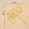 Decoración para pastel de cumpleaños de acrílico, plug-in, al por mayor, nuevo, dorado, plateado, cuadrado, redondo, letras, tarjeta HB