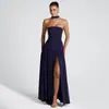 Moda Femenina Transfronteriza Europea y Americana Elegante Vestido de Cinta Sin Tirantes Delgado Color Sólido Espalda Descubierta Elegante para Mujer