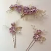 Acessórios de cabelo de noiva mais vendidos transfronteiriços, tiara de flor de pérola, pente de cabelo feito à mão, conjunto de grampos e palitos de cabelo para fotografia de viagem de casamento