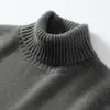 Suéter Masculino de Cashmere com Gola Alta, Novo Outono/Inverno Cor Sólida Solto Tricô Grosso, Camisa Básica Casual Simples, Preto