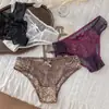 Estampado de Leopardo Ebrio ~ Bragas de Encaje de Satén Hueco Francés Atractivo Femenino Malla con Estampado de Leopardo Calzones para Mujer