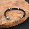Amazon Pulsera de Cuero para Hombre de Acero Inoxidable Pulsera de Cuero Tejida a Mano Brazalete Joyería Simple y Moderna Ol089