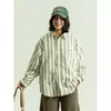Camisa retro japonesa a rayas azules para hombre y mujer, manga larga de primavera, holgada, simple, estilo universitario, camisa casual para hombre y mujer