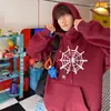 Sudadera con capucha de moda estilo americano para otoño e invierno, juvenil, unisex, top casual holgado, chaqueta de telaraña