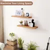 Prateleira de madeira maciça em camadas de madeira de olmo, prateleira flutuante de parede, rack de armazenamento e exposição para banheiro e sala de estar, prateleira decorativa simples