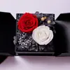 Caixa de Presente de Luxo com Flores Preservadas Transfronteiriça, Caixa de Joias Dupla Porta Estilo Gaveta com Flor de Rosa, Presente de Dia dos Namorados e Dia das Mães