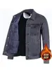 Jaqueta jeans masculina 2026 outono e inverno novo estilo marca americana da moda gola lapela forrada de fleece solta casual moda jaqueta jeans