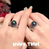 Joyería Perla Negra Tahitiana Gota de Agua Piedra Preciosa Collar Banquete Alta Costura Shijia Perla Flor Pendientes Anillo