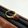 Anillo de Ágata Roja Natural para Mujer con Tamaño Ajustable, Cuenta de la Fortuna, Joyería del Año Zodiacal, Moda al por Mayor 8171
