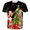 Camiseta de hombre de moda transfronteriza con estampado 3D de patrón navideño, tendencia de moda, manga corta de verano, suministro directo de fábrica
