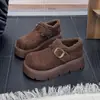 Sapatos de Algodão com Solado Grosso Forrados de Lã Tudo Incluído para Mulheres 2026 Inverno Nova Moda Retro Versátil Estilo Estrangeiro Sapatos Femininos para Aquecimento