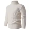 Suéter de cuello alto grueso para otoño e invierno, top de punto de moda con patrón de trenzas, jersey cálido y transpirable, camiseta básica cómoda