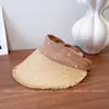 Chapéu de Tecido Costura Fita de Pérola Moda Chapéu Vazio Superior Feminino Verão Passeio de Bicicleta Chapéu de Sol Proteção Solar ao Ar Livre Chapéu de Sol