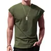 Comercio Exterior Transfronterizo Ebay Camiseta sin Mangas de Verano para Hombre con Textura de Canalé, Corte Holgado, Color Sólido, Camiseta sin Mangas Casual para Fitness