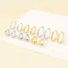 Pendientes de Acero Inoxidable de Moda Europea y Americana, Pinzas para Oreja de Alambre de Círculo Pequeño Curvado Clásico, Pendientes Sencillos Versátiles de Acero de Titanio Dorado de 18K