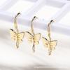 Pendientes pequeños de mariposa con forma de gancho para la oreja, chapados en cobre, de color oro auténtico de 18 quilates, hechos a mano, accesorios de joyería para las orejas.