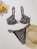 2026 Novo Maiô com Corte Cruzado Feminino Europeu e Americano Bikini com Estampa de Leopardo Sexy de Cintura Alta Em Estoque Maiô