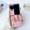Adequado para OPPO Find N2 Flip Capa de Celular de Couro com Fivela de Anel de Desenho Animado para findn3flip Capa Flip Portátil Cobertura Total