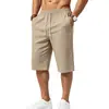 Pantalones cortos de punto transpirables con textura de bambú para hombre, estilo europeo y americano, sueltos, deportivos, para playa y vacaciones, de corte corto