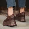 Zapatos Pequeños de Cuero Estilo Británico para Mujer, Zapatos de Plataforma de Suela Gruesa, Zapatos de Tacón Único Retro Versátiles de 10 cm para Mujer