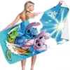 Comércio exterior transfronteiriço toalha de banho de microfibra toalha de veludo de dupla face impresso toalha de praia saia de banho toalha quadrada dos desenhos animados Stitch