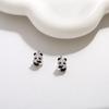 Aretes de Plata Esterlina de Panda Lindo Aretes Asimétricos Súper Brillantes Lujo Ligero Alto Sentido del Diseño Nicho Aretes de Perlas Mujer