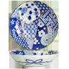 Prato de jantar de cerâmica japonesa importada, azul e florido, estilo japonês, vintage, salada, frutas, tigela funda, prato de sobremesa para lanche