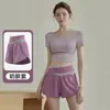 Shorts Esportivos com Cós Color-blocking para Mulheres Anti-exposição Secagem Rápida Respirável Pilates Yoga Fitness Corrida Treinamento Comprimento Três Quartos
