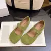 Zapatos Mary Jane de Ante Estilo Retro Francés para Mujer, Verano 2026 Planos Poco Profundos Slip-On Versátiles de Correa Única para Mujer
